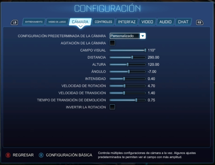 Configuración de cámara
